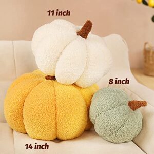 MONKISS Halloween Pumpkin Pillow Decorations, Soft Pumpkin Shaped Throw Pillow Short Fleece Skin-Friendly,Pumpkin Decorating Pillow Plush for Thanksgiving Gifts (White, 14 inch)…