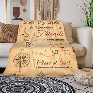 Personalized Best Friend Throw Blanket with State & Name, Custom Long Distance Friendship Soft Flannel Fleece Throw Blanket for Women Girls, Customized Friendship Gifts for Bestie, BFF, Soul Sister