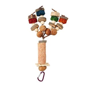 GLOGLOW Parrot Chewing Toy, Corn Cob Nuts Wooden Blocks Bite Toy for Small Medium Parrots Parakeets Conures Cockatiel Lovebirds