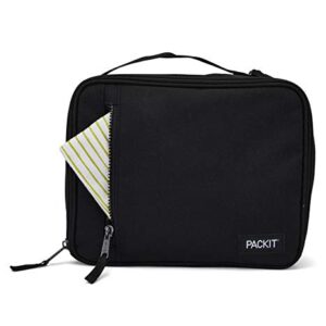 PackIt Freezable Classic Lunch Box, Black & Freezable Snack Bag, Black
