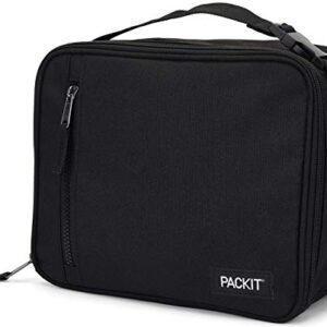 PackIt Freezable Classic Lunch Box, Black & Freezable Snack Bag, Black