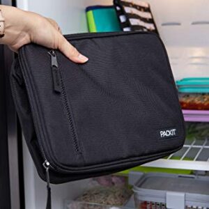 PackIt Freezable Classic Lunch Box, Black & Freezable Snack Bag, Black