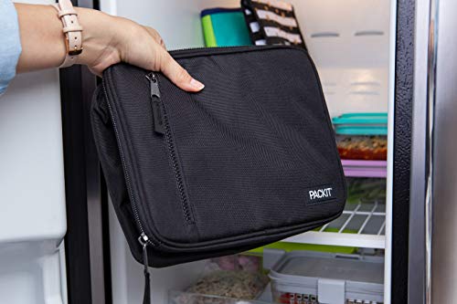 PackIt Freezable Classic Lunch Box, Black & Freezable Snack Bag, Black