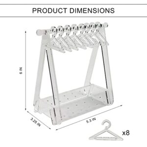 Earring Display Stand Holder Acrylic Jewelry Hanger Rack Ear Studs Organizer With Mini Hangers For Women Baby Girls (8 hangers) (Clear) (BS00)