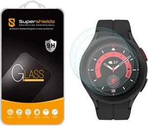 supershieldz (3 pack) designed for samsung galaxy watch 5 pro (45mm) tempered glass screen protector, 0.33mm, anti scratch, bubble free