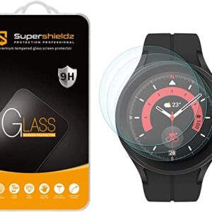 Supershieldz (3 Pack) Designed for Samsung Galaxy Watch 5 Pro (45mm) Tempered Glass Screen Protector, 0.33mm, Anti Scratch, Bubble Free