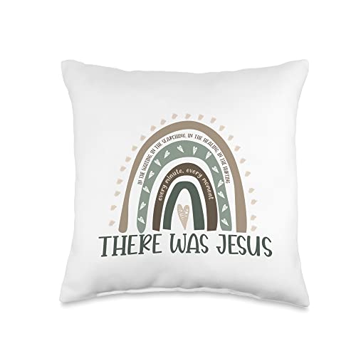 Christian Easter He Is Risen Design Retro Rainbow in Every Minute There was Jesus Christian Gift Throw Pillow, 16x16, Multicolor