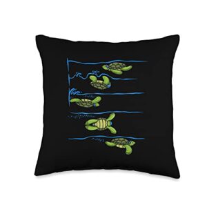 swim team gifts for swimmers girls turtle swimming turn swimmer throw pillow, 16x16, multicolor