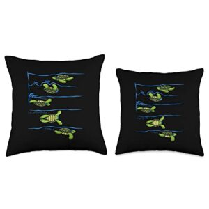 Swim Team Gifts For Swimmers Girls Turtle Swimming Turn Swimmer Throw Pillow, 16x16, Multicolor