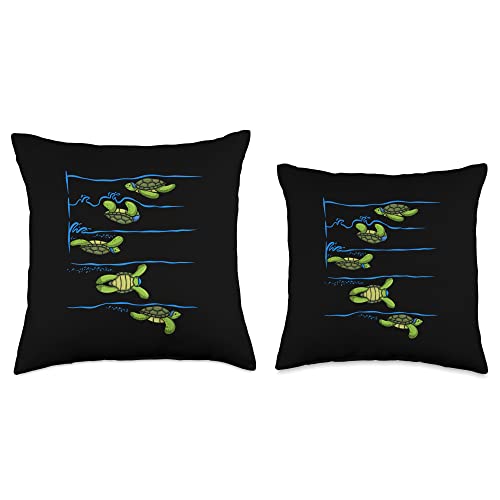 Swim Team Gifts For Swimmers Girls Turtle Swimming Turn Swimmer Throw Pillow, 16x16, Multicolor