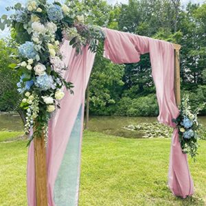 rose pink 59’’ solid color sheer chiffon fabric by the yards for wedding party backdrop continuous