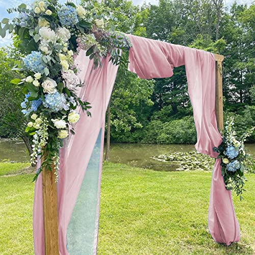 Rose Pink 59’’ Solid Color Sheer Chiffon Fabric by The Yards for Wedding Party Backdrop Continuous