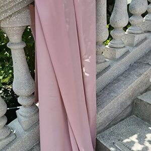 Rose Pink 59’’ Solid Color Sheer Chiffon Fabric by The Yards for Wedding Party Backdrop Continuous