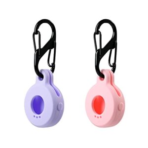 silicone case for tile sticker 2022 with keychains, 2 pack anti-scratch protective cover with carabiner (pink/purple)