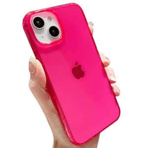 OWLSTAR Cute Neon for iPhone 14 Case & iPhone 13 Case Clear, Flexible Slim TPU Shockproof Transparent Bumper Protective Phone Case for Women and Girls (Hot Pink)