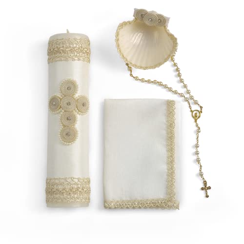 Ándalu Baptism Candle Set Kit Catholic for Boy or Girl - Vela de Bautizo Set para Niño o Niña