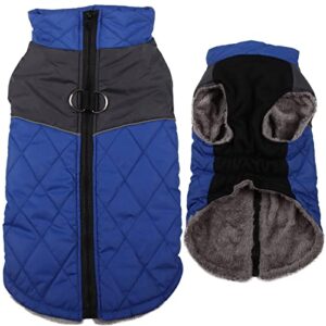 JoyDaog Warm Fleece Dog Coats for Small Dogs,D-Rings Waterproof Puppy Jacket for Cold Winter,Blue XS