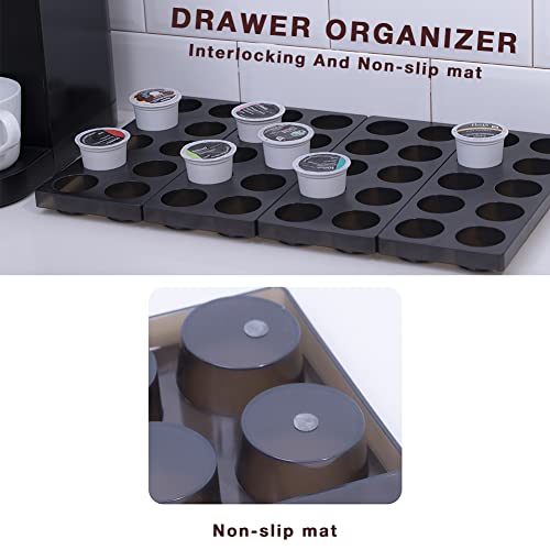 wobivcs Coffee Pod Storage Organizer for Kitchen Drawer Holders 20 K CUP, Premium Plastic Tray With Non-slip mat