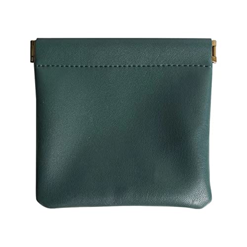 PGYXGS 1x Earphone Carrying Pouch Portable Square PU Earbuds Case Headphone Storage Bag Small Mini Pocket Compatible with Lipstick Card Coin Zipper 11.5*11.3cm - Green