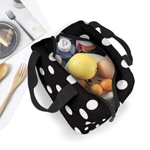 White and Black Polka Dot Lunch Bag Tote Bag Lunch Bag for Women Lunch Box Insulated Lunch Container