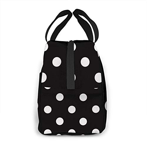 White and Black Polka Dot Lunch Bag Tote Bag Lunch Bag for Women Lunch Box Insulated Lunch Container