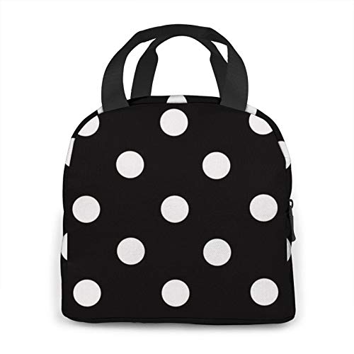 White and Black Polka Dot Lunch Bag Tote Bag Lunch Bag for Women Lunch Box Insulated Lunch Container