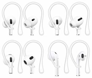 4 pairs 【 anti-slip 】 compatible with airpods 2 ear hooks, replacement ergonomic design comfortable fit ear tips wingtips sport holder accessories compatible with airpods 3 2 1 & pro white 722