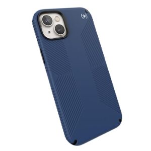 speck iphone 14 plus case - drop protection, scratch resistant, dual layer slim phone case for 6.7 inch iphones 14 plus - built for magsafe - presidio2 grip - coastal blue/black/white