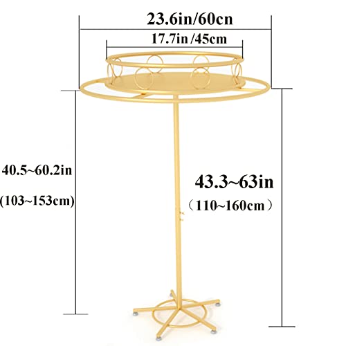 Rotatable Round Garment Rack, Adjustable Clothing Floor-Standing Display for Hanging Apparel and Placement of Accessories, Portable Metal Clothes Shelf for Retail and Boutiques