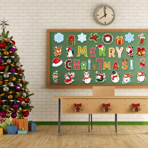 NBjiuyin 72 Pieces Christmas Mini Cut-Outs with 100 Glue Point Dots Assorted Xmas Cartoon Accents Cutouts for Bulletin Board Classroom Decoration School Home Holiday Christmas Party