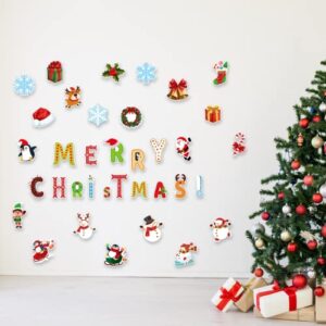 NBjiuyin 72 Pieces Christmas Mini Cut-Outs with 100 Glue Point Dots Assorted Xmas Cartoon Accents Cutouts for Bulletin Board Classroom Decoration School Home Holiday Christmas Party