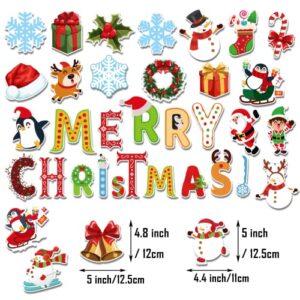 NBjiuyin 72 Pieces Christmas Mini Cut-Outs with 100 Glue Point Dots Assorted Xmas Cartoon Accents Cutouts for Bulletin Board Classroom Decoration School Home Holiday Christmas Party