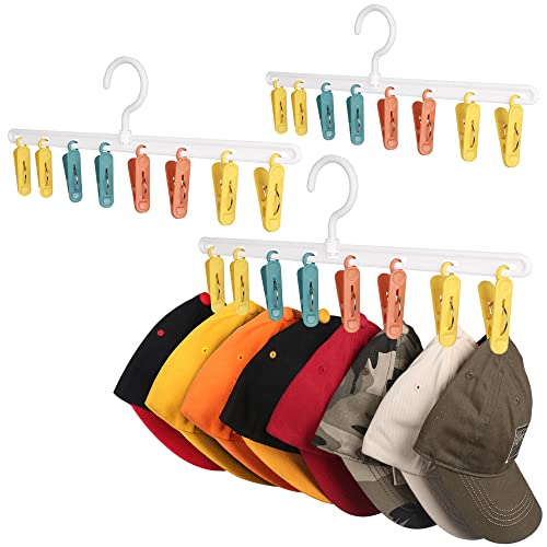 Mytium Hat Holder,3 Pack Hat Organizer for Baseball Caps Trucker Hat Racks with 24 Clips Modern Style Hat Hangers for Closet Holds Up To 24 Caps,Fits All Women & Men Caps