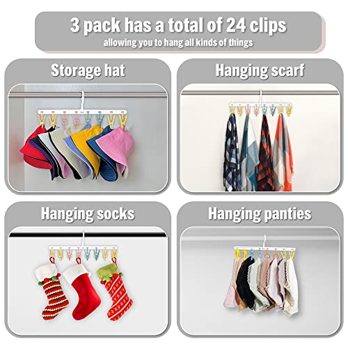 Mytium Hat Holder,3 Pack Hat Organizer for Baseball Caps Trucker Hat Racks with 24 Clips Modern Style Hat Hangers for Closet Holds Up To 24 Caps,Fits All Women & Men Caps