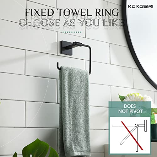 KOKOSIRI Robe Hooks Bathroom Towel Hook 2 Pack Bath Towel Rings Hand Towel Holder Matte Black B1013BK-P2+B3007BK