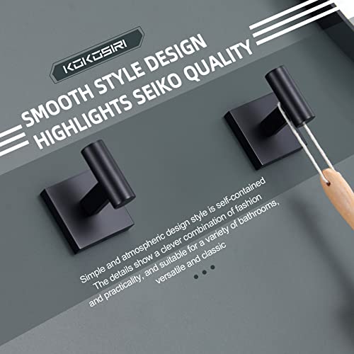 KOKOSIRI Robe Hooks Bathroom Towel Hook 2 Pack Bath Towel Rings Hand Towel Holder Matte Black B1013BK-P2+B3007BK