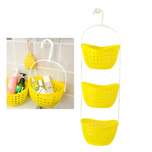 Zerodeko 2pcs 3- Tier Shower Caddy Bathroom Hanging Basket Rack Kitchen Storage Organizer (Yellow)