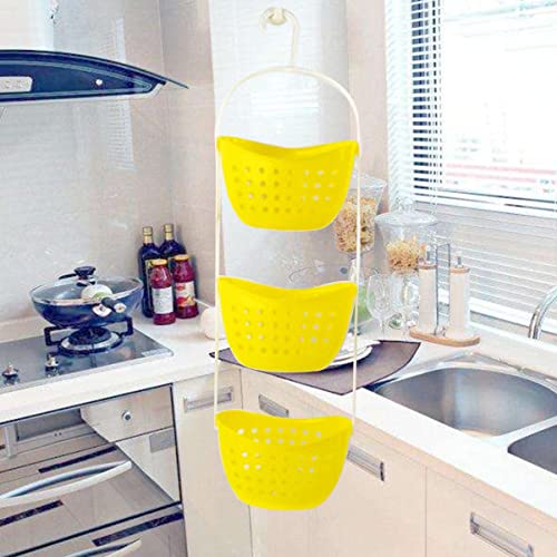 Zerodeko 2pcs 3- Tier Shower Caddy Bathroom Hanging Basket Rack Kitchen Storage Organizer (Yellow)