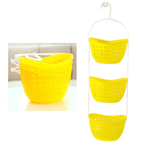 Zerodeko 2pcs 3- Tier Shower Caddy Bathroom Hanging Basket Rack Kitchen Storage Organizer (Yellow)