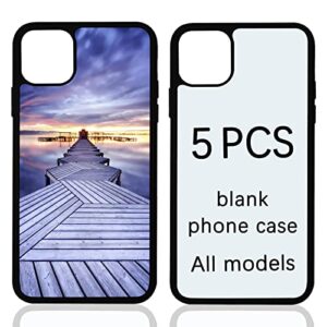 5pcs sublimation phone case blanks bulk covers compatible with apple iphone 14, 6.1 inch,easy to sublimate diy phone case cell phone basic cases soft anti slip (case for iphone 14 * 5 black)