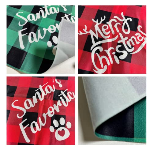 CIIVURR 4 Pack Dog Christmas Bandanas Classic Plaid Pet Scarf Triangle Bibs Kerchief Red Green Dog Gift, Merry Christmas Santa‘s Favorite Print Adjustable Nylon Dog Bandanas for Puppy Cats Pets