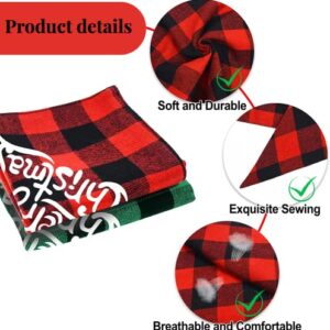 CIIVURR 4 Pack Dog Christmas Bandanas Classic Plaid Pet Scarf Triangle Bibs Kerchief Red Green Dog Gift, Merry Christmas Santa‘s Favorite Print Adjustable Nylon Dog Bandanas for Puppy Cats Pets