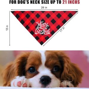 CIIVURR 4 Pack Dog Christmas Bandanas Classic Plaid Pet Scarf Triangle Bibs Kerchief Red Green Dog Gift, Merry Christmas Santa‘s Favorite Print Adjustable Nylon Dog Bandanas for Puppy Cats Pets