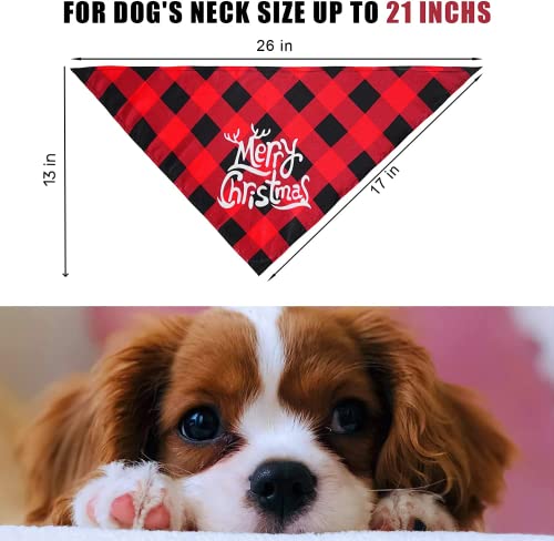 CIIVURR 4 Pack Dog Christmas Bandanas Classic Plaid Pet Scarf Triangle Bibs Kerchief Red Green Dog Gift, Merry Christmas Santa‘s Favorite Print Adjustable Nylon Dog Bandanas for Puppy Cats Pets