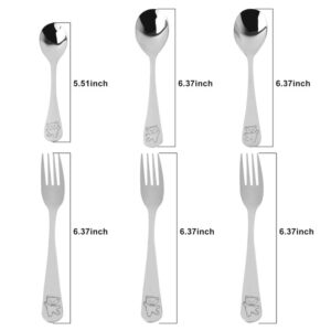 HAOBAOBEI Kids Silverware Set, Set of 6 Stainless Steel Kids Utensils Forks and Spoons Set, Lunch Box Utensils Set Kids, Metal Utensil Set for 12 Years +, Dishwasher Safe, Mirror Polished, Cute Bear