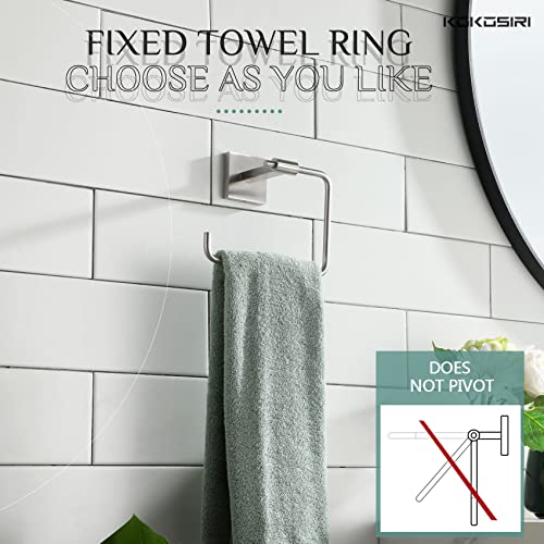 KOKOSIRI Robe Hooks Bathroom Towel Hook 2 Pack Bath Towel Rings Hand Towel Holder Brushed Nickel B1013BR-P2+B3007BR