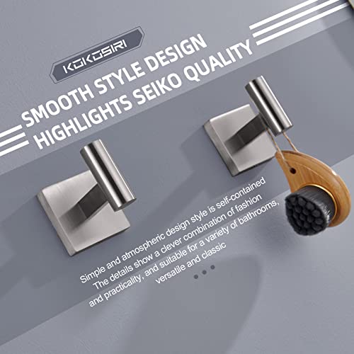 KOKOSIRI Robe Hooks Bathroom Towel Hook 2 Pack Bath Towel Rings Hand Towel Holder Brushed Nickel B1013BR-P2+B3007BR