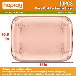 10PCS Rose Gold Rectangle Trays, Heavy Duty Disposable Paper Cardboard for Platters, for Elegant Dessert Table Serving Parties, Cupcake Display, Birthday Party, Dessert, Valentine's Day Weddings