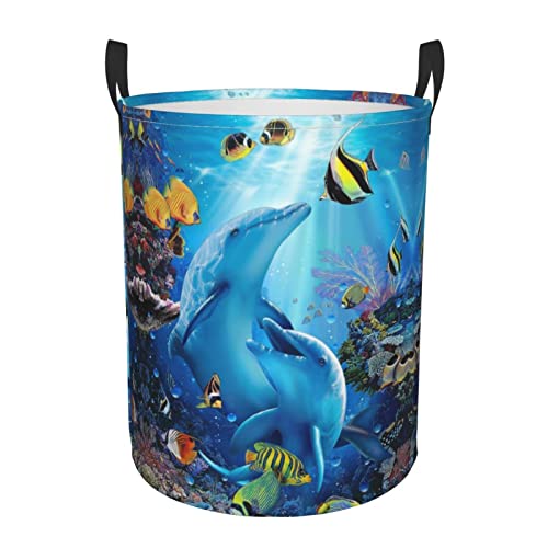 Dolphin Laundry Hamper Cute Laundry Baskets Large Animal Hampers Toy Organizer Hamper Bag Dirty Clothes Storage Bin