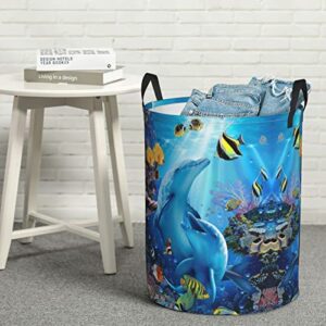 Dolphin Laundry Hamper Cute Laundry Baskets Large Animal Hampers Toy Organizer Hamper Bag Dirty Clothes Storage Bin